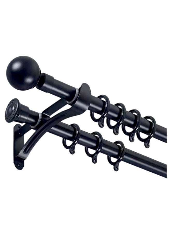 Classic Black Double Metal Curtain Bracket Set (21cm) - Image 3